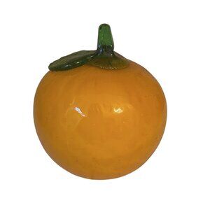 Vtg Murano Hand Blown Glass Orange 1970s Studio Art Glass Decor